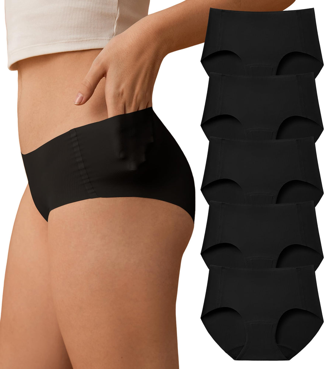 SHARICCA Womens Seamless Underwear No Show Hipster Panties Invisible Lightweight Nuage Bikinis Briefs Microfiber Pack