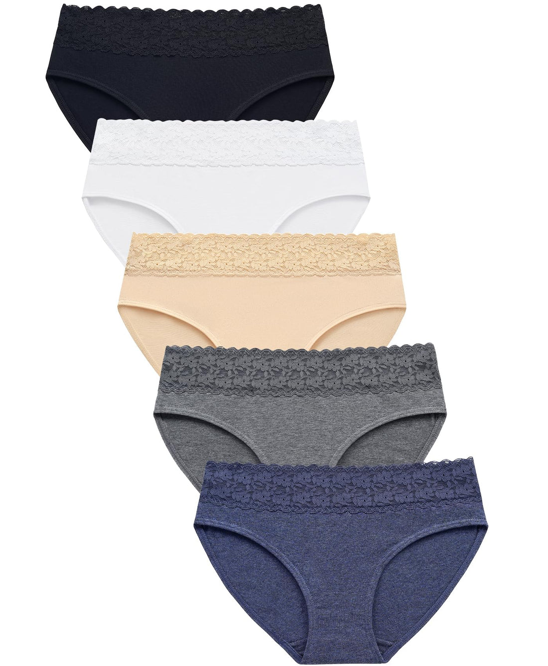 Wealurre Cotton Panties for Women Bikini Underwear Hipster Underpants Lace Briefs Pack