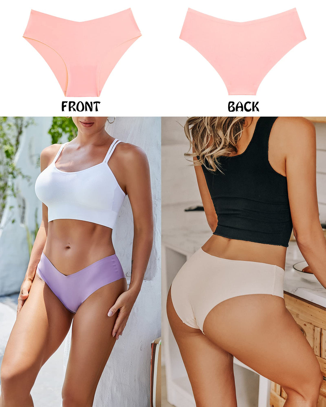 Women’s Seamless Bikini Panties Soft Stretch Invisibles Briefs No Show Hipster Underwear cheeky 9 pack XS-L