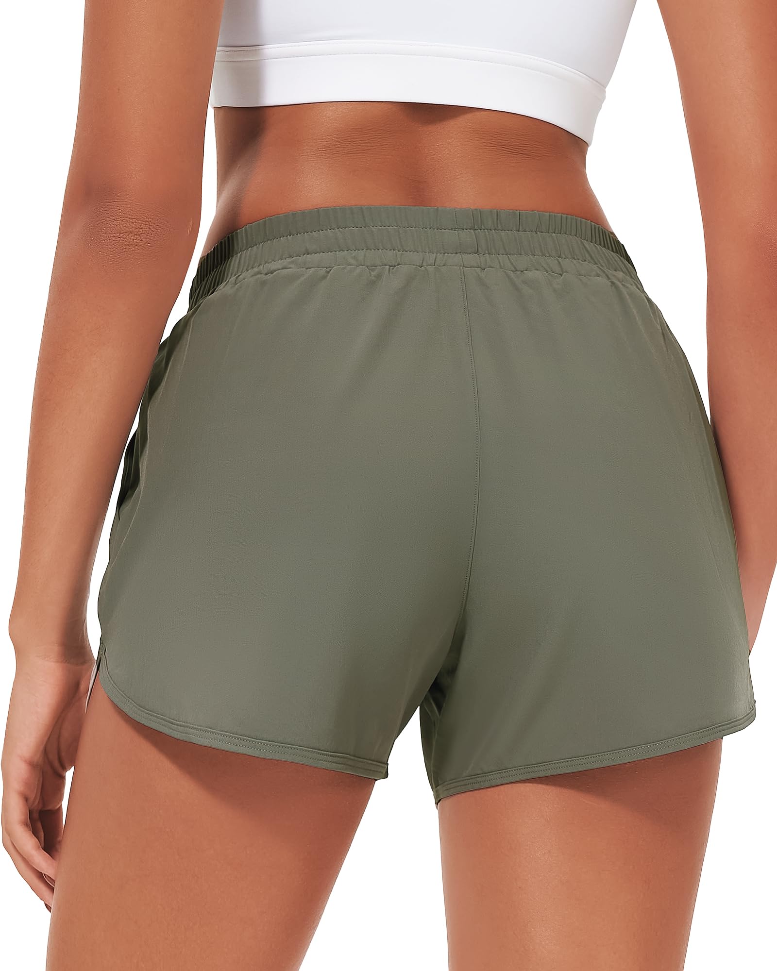 Stelle Womens 3" Running Shorts Mesh Liner High Waisted Workout Shorts Quick Dry Dolphin Athletic Shorts with Pockets