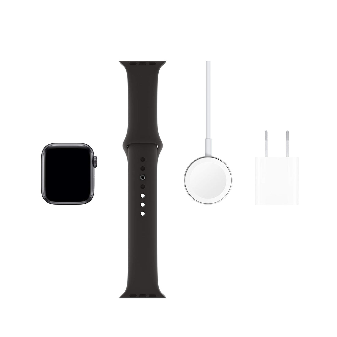Apple Watch Series 5 (GPS, 44MM) - Space Gray Aluminum Case with Black Sport Band (Renewed)