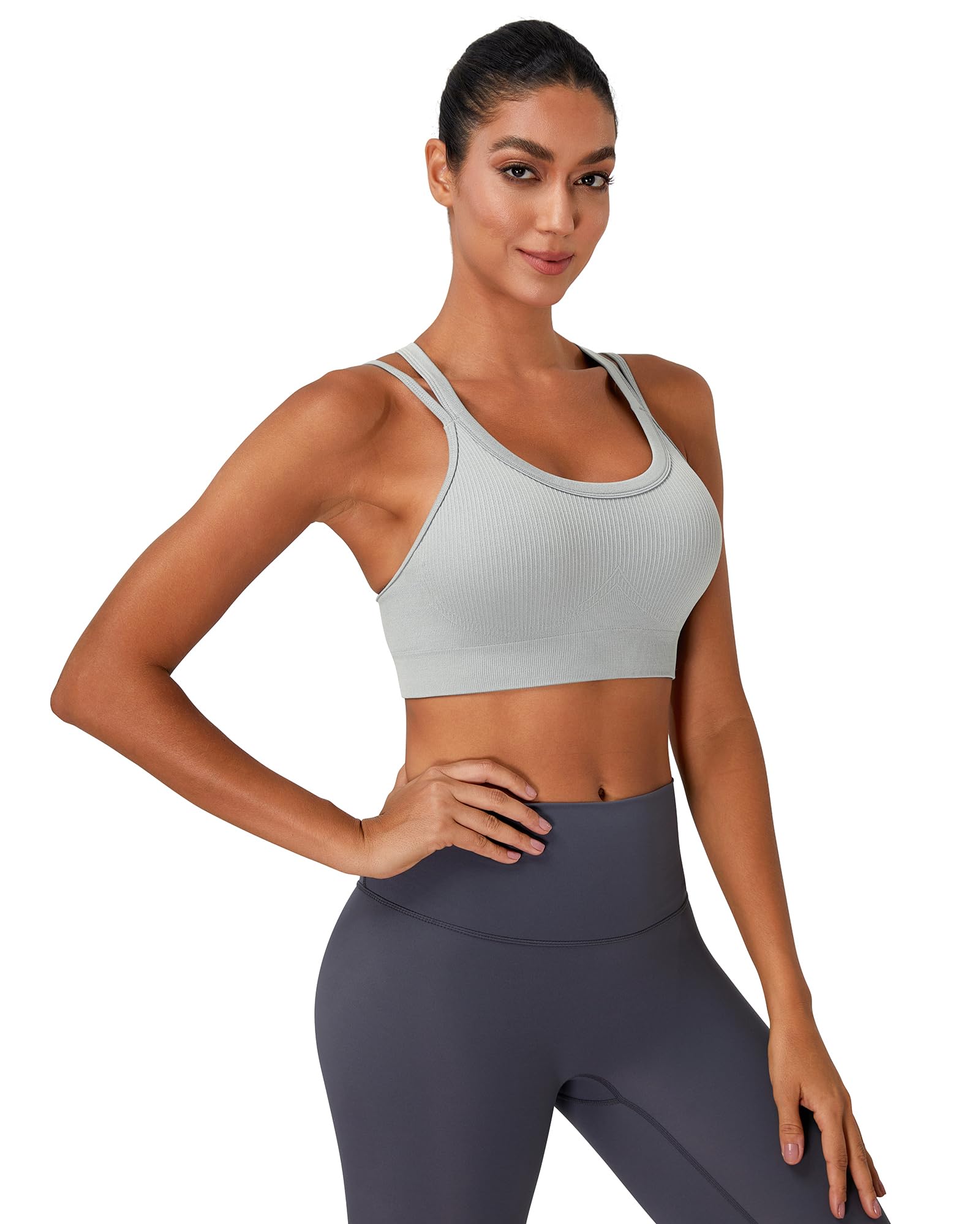 Sports Bras for Women HIigh Support, Criss-Cross Back Padded Strappy High Impact Sports Bras for Women Large Bust
