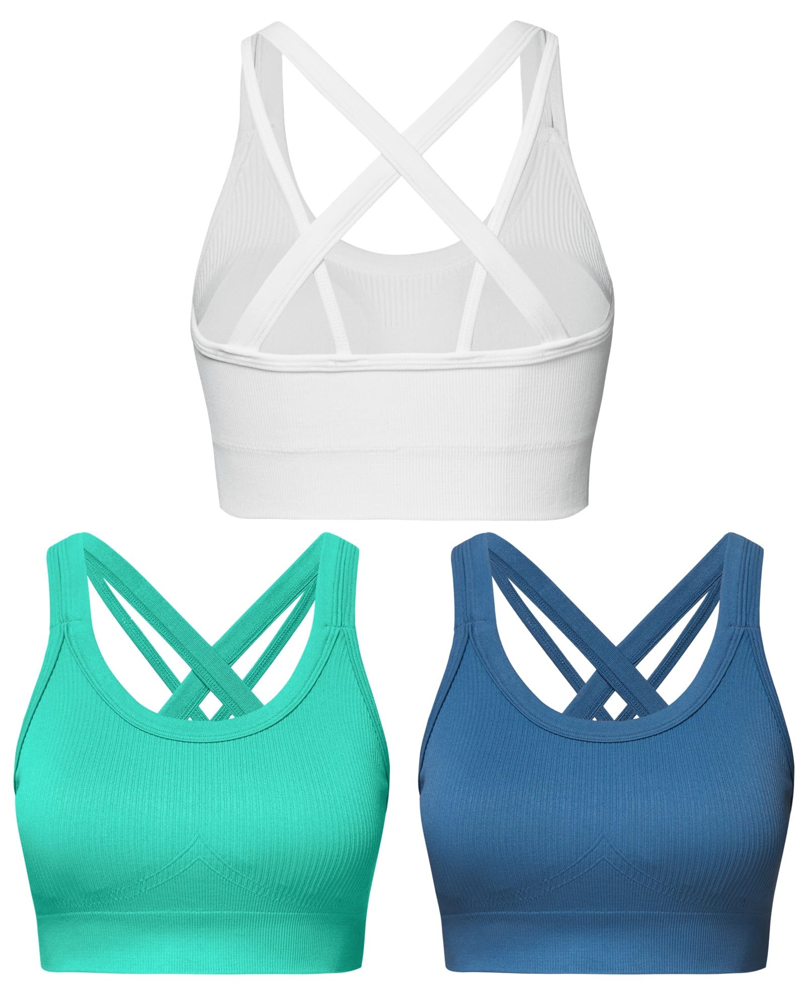 Sports Bras for Women HIigh Support, Criss-Cross Back Padded Strappy High Impact Sports Bras for Women Large Bust