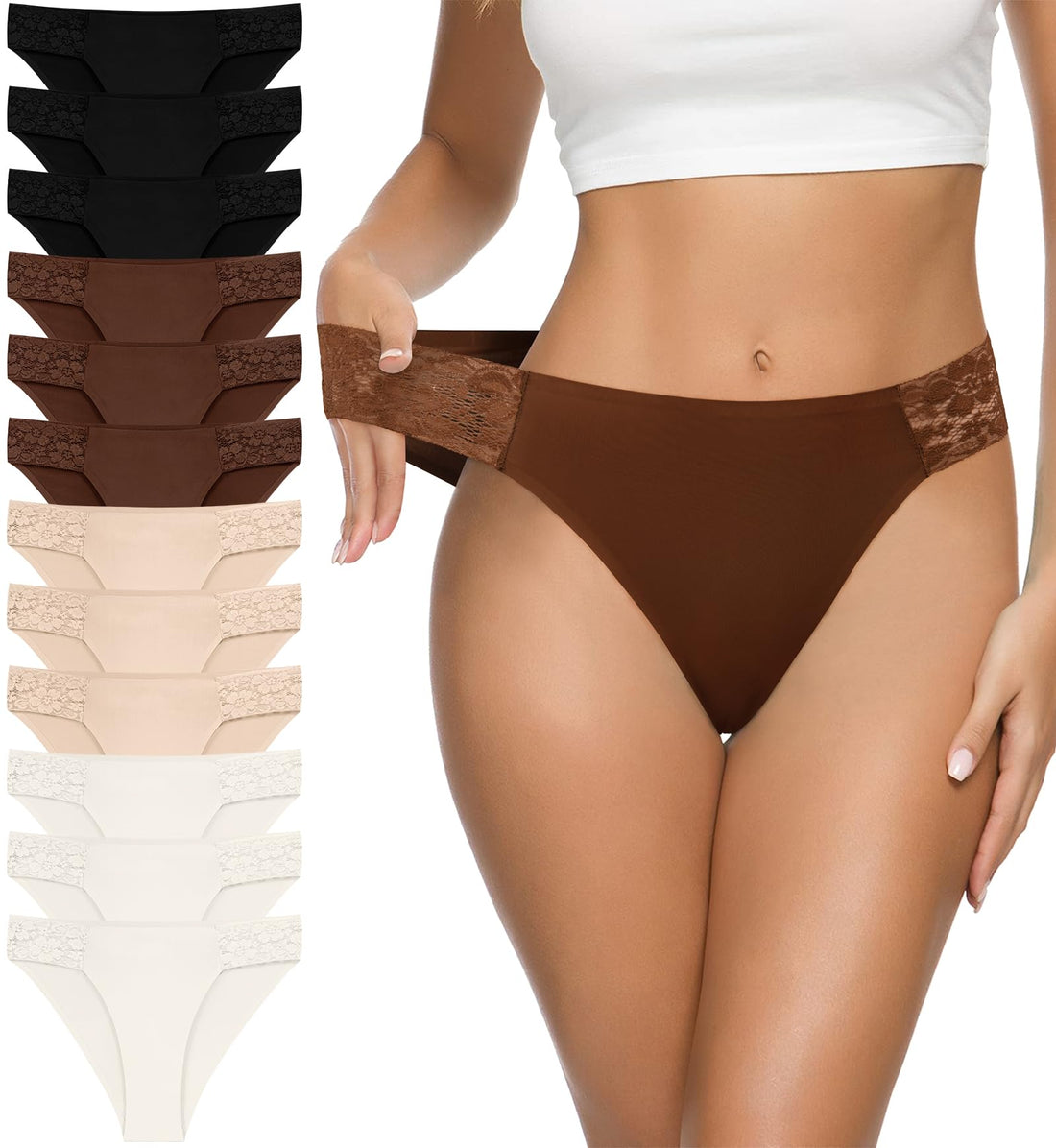Eiggam Women's Cotton Bikini Panties,High-Cut Full Coverage Stretch Cool Underwear for Women