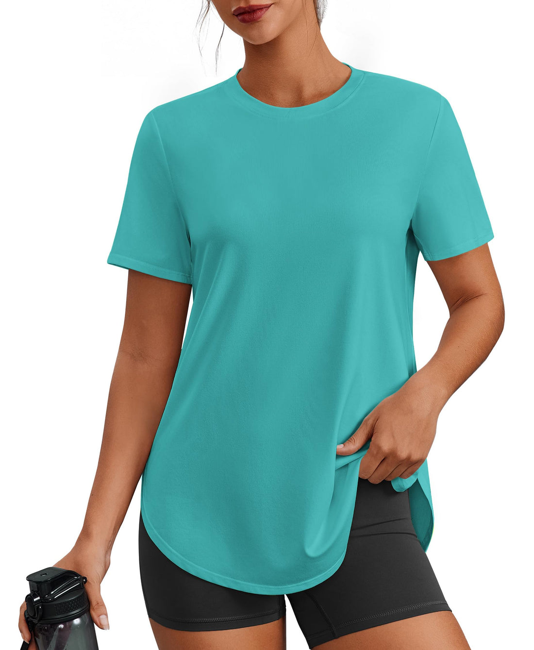 PINSPARK Workout Tops for Women Short Sleeve Athletic Shirts UPF 50+ Quick Dry Running Outfits for Exercise Gym Hiking S-3XL