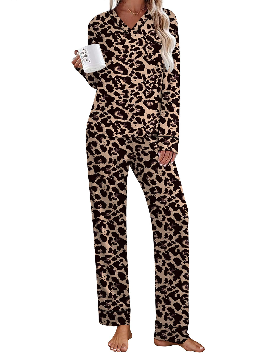 Ekouaer Womens Pajamas Sets 2 Piece PJs Long Sleeve Sleepwear Loungewear