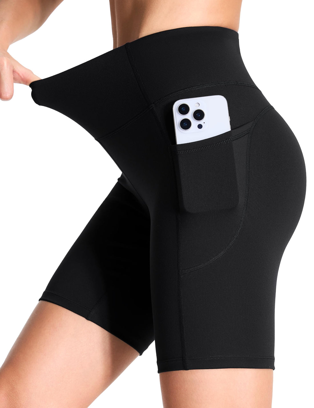 THE GYM PEOPLE High Waist Yoga Shorts for Women's Tummy Control Fitness Athletic Workout Running Shorts with Deep Pockets