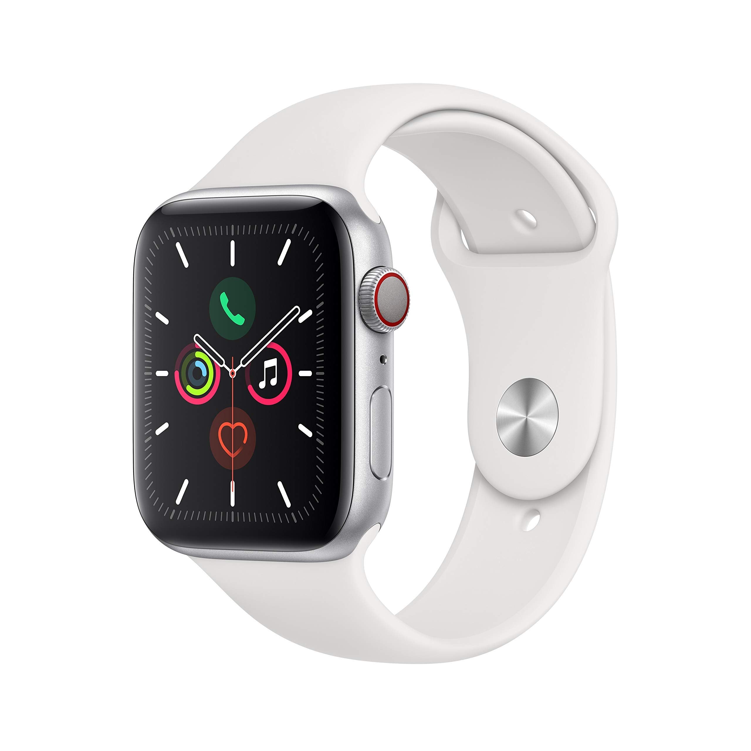 Apple Watch Series 5 (GPS, 44MM) - Space Gray Aluminum Case with Black Sport Band (Renewed)