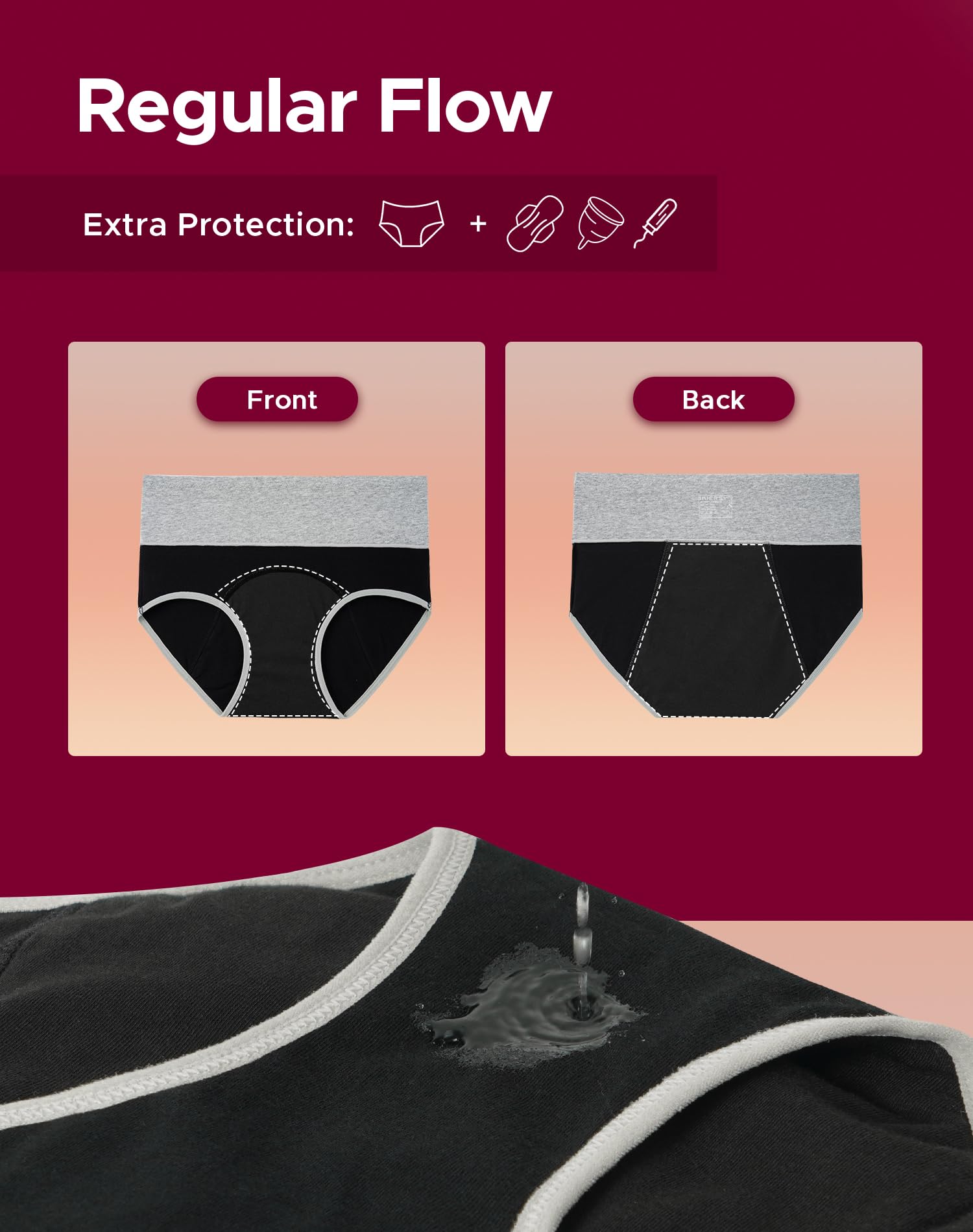 INNERSY Period Underwear for Women High Waisted Leak-Proof Postpartum Menstrual Panties 3-Pack