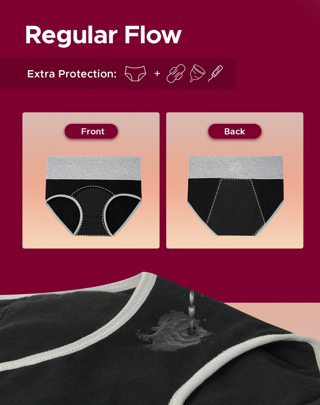 INNERSY Period Underwear for Women High Waisted Leak-Proof Postpartum Menstrual Panties 3-Pack