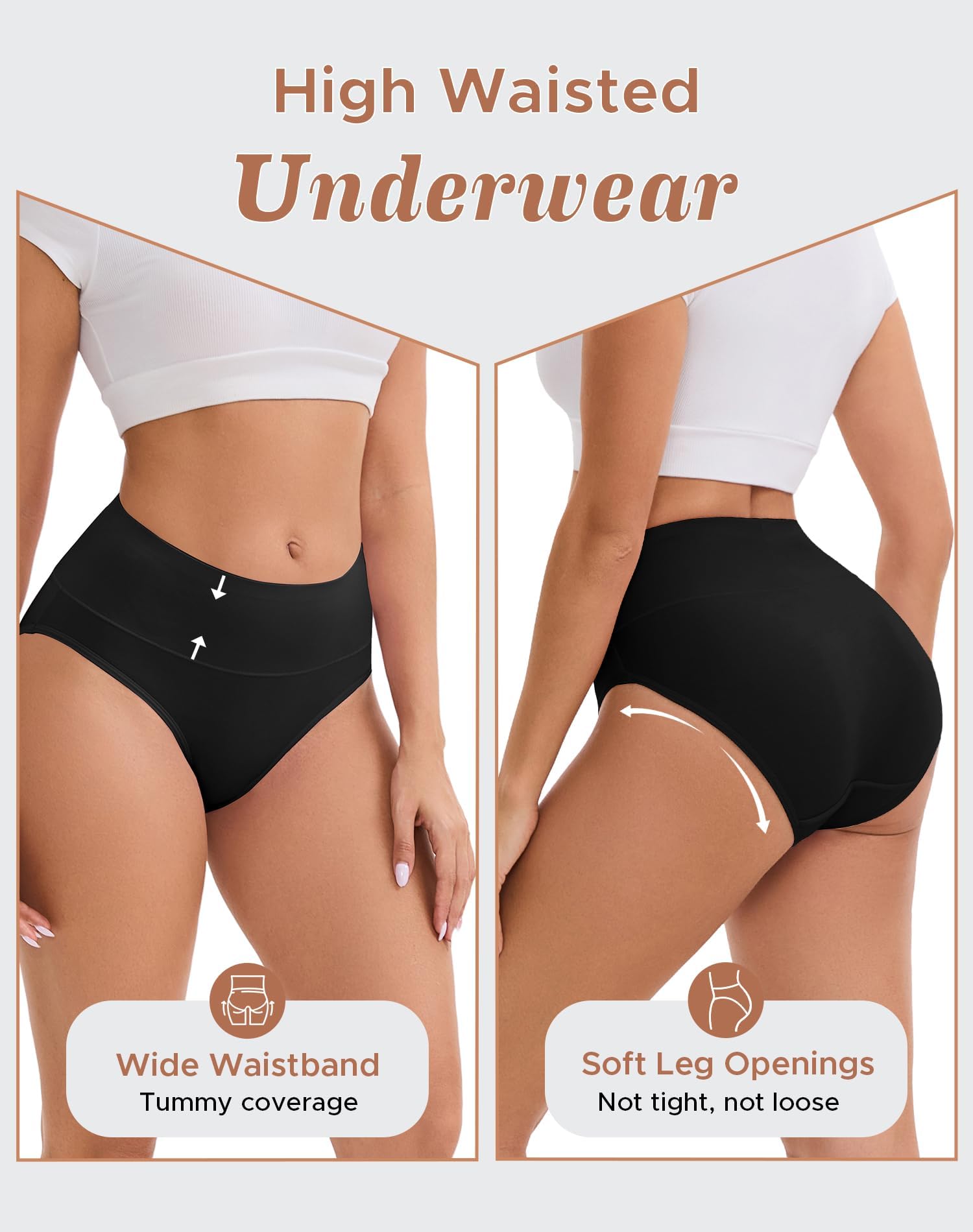 INNERSY Women's Modal Underwear Soft High Waist Briefs 4-Pack