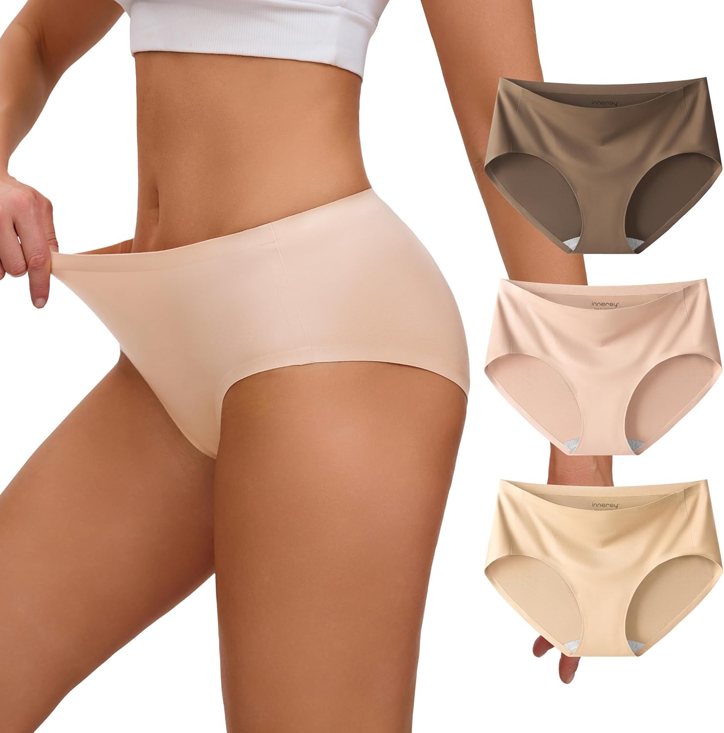INNERSY Women's Underwear Smooth Hipster Panties 3-Pack