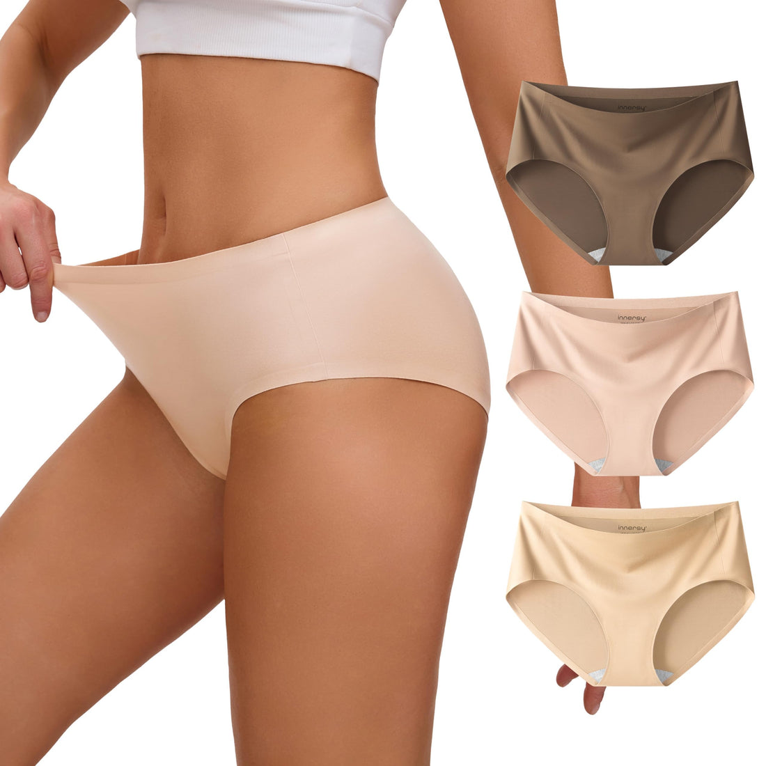INNERSY Women's Underwear Smooth Hipster Panties 3-Pack