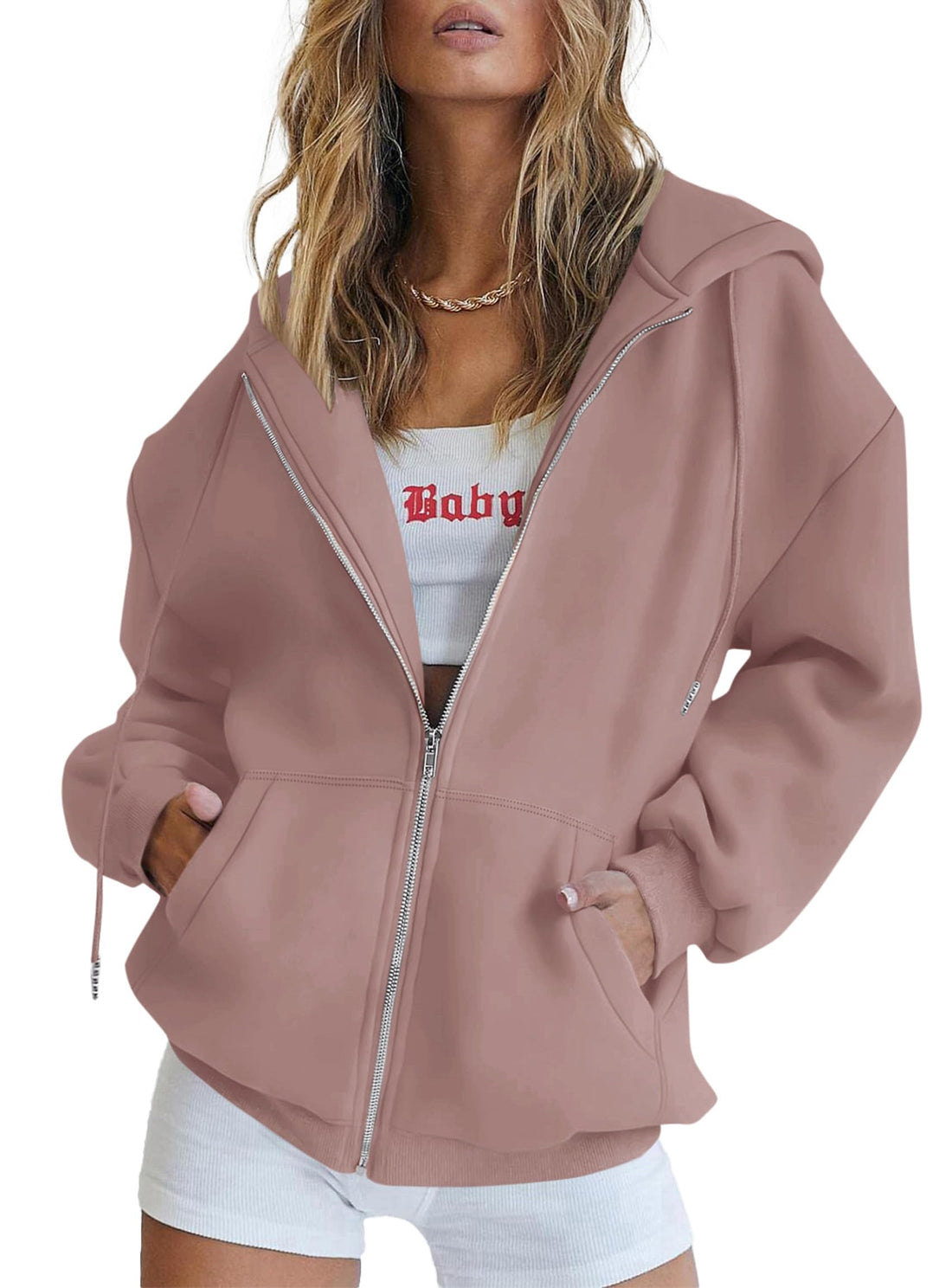 PRETTYGARDEN Women's Fall Zip Up Hoodies Sweatshirts | Comfy Fleece Lined, Long Sleeve Pockets, Drawstring Hooded, Loose Fit, Trendy Y2K, Track Jackets, Spring Winter Clothing