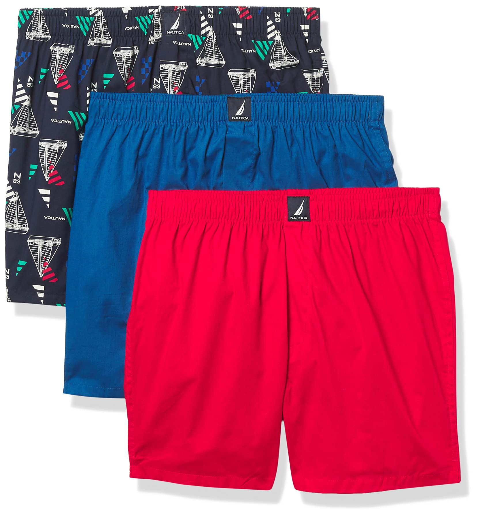 Nautica Men's Classic Cotton 3-Pack Woven Boxers