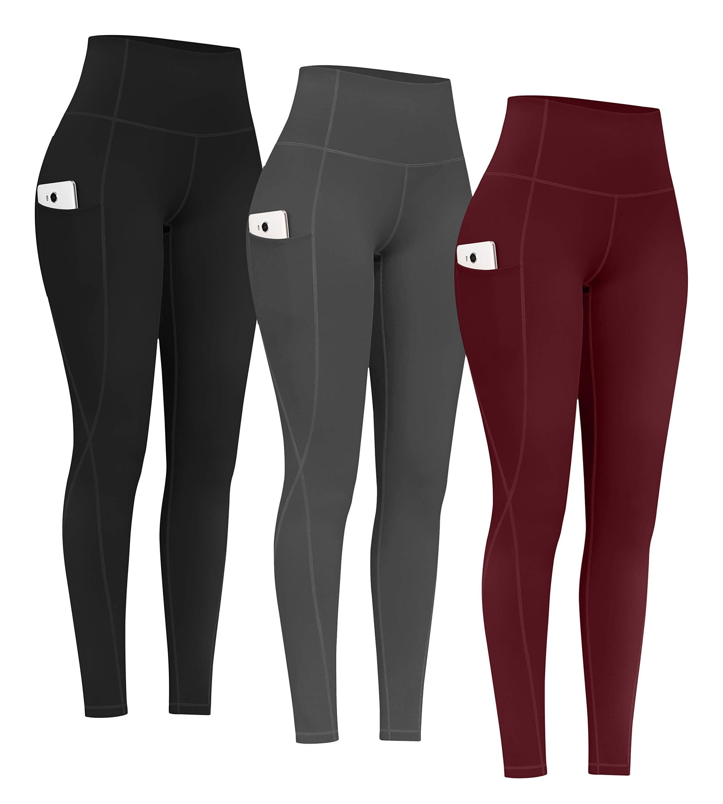 PHISOCKAT 2 Pack High Waist Yoga Pants with Pockets Tummy Control Leggings | Compression Leggings For Women,Non See-Through,4 Way Stretch,Breathable Fabric, Workout Leggings