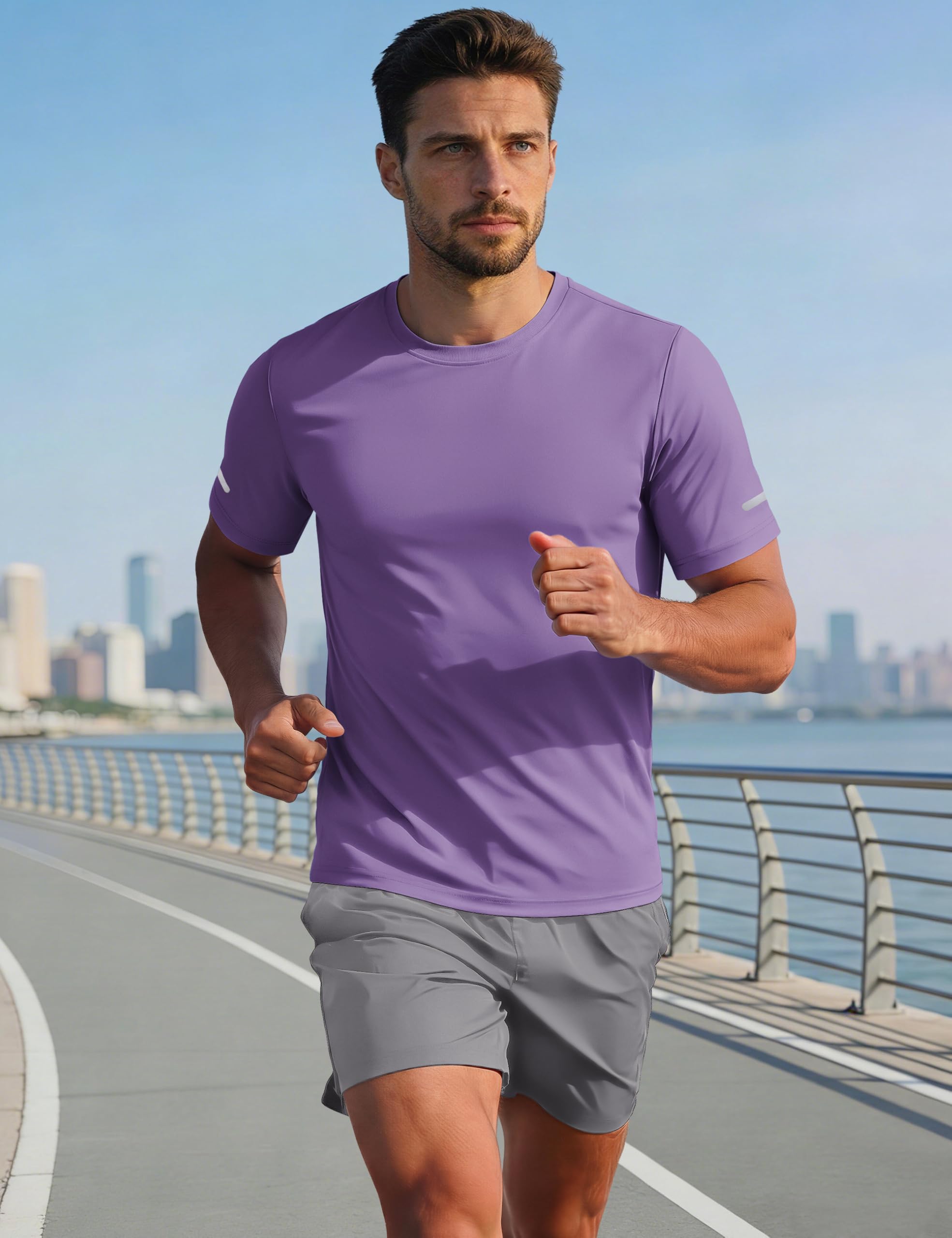 MAGCOMSEN Mens Workout Shirts Dry Fit Sun Protection Athletic Short Sleeve Shirt UPF 50+ Gym Running Swim Rash Guard Top