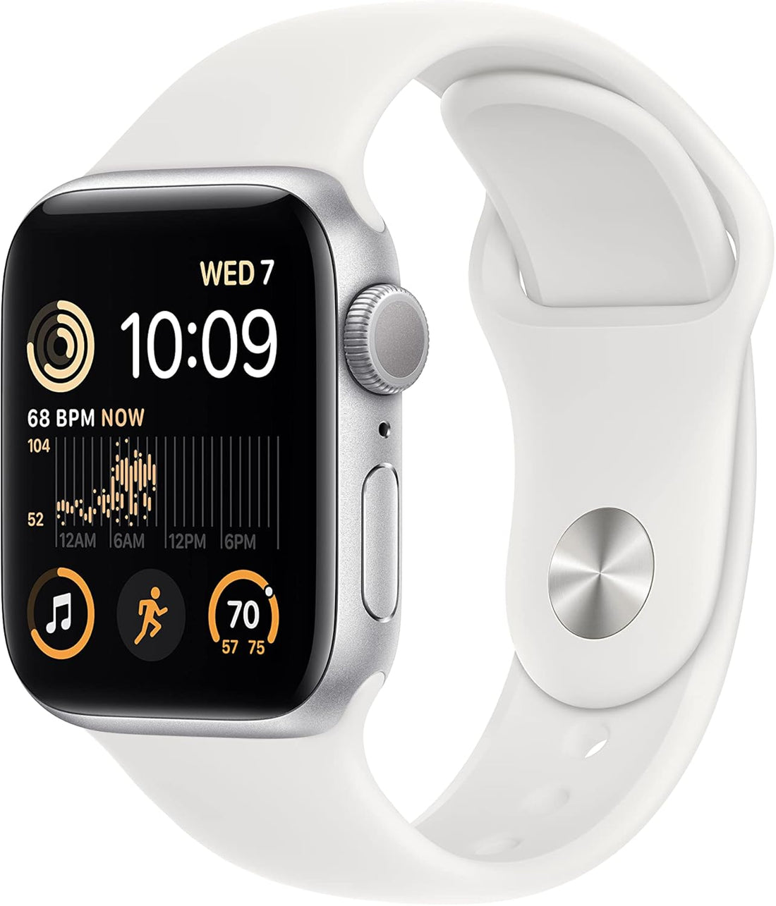 Apple Watch SE (2nd Gen) (GPS, 40mm) - Silver Aluminum Case with White Sport Band, M/L (Renewed)