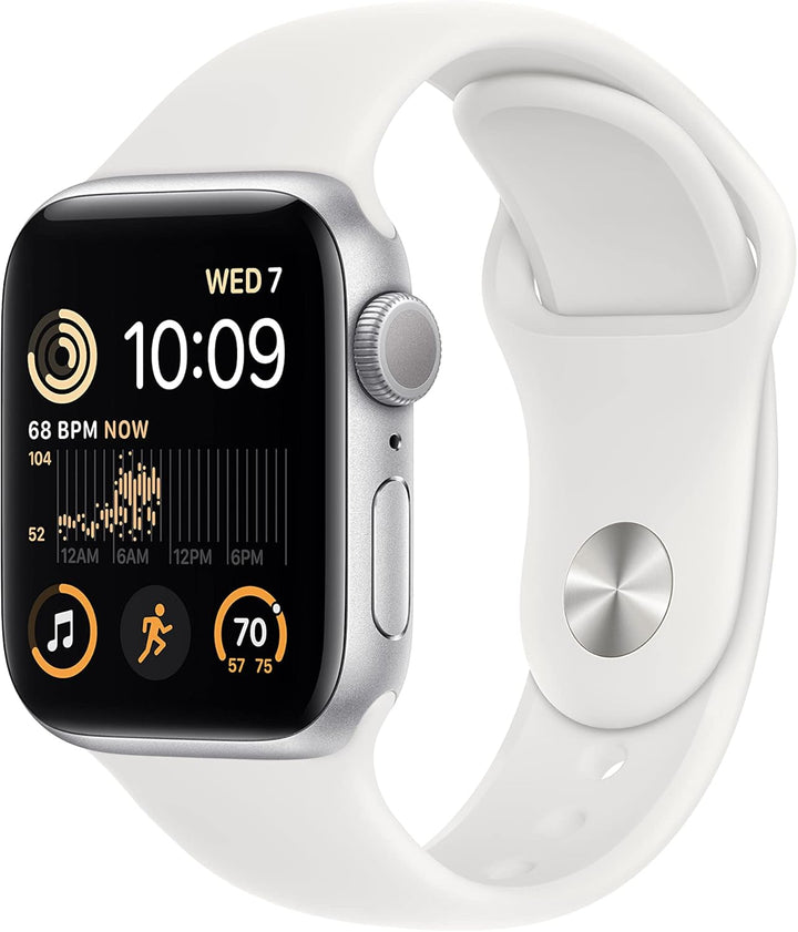 Apple Watch SE (2nd Gen) (GPS, 40mm) - Silver Aluminum Case with White Sport Band, M/L (Renewed)