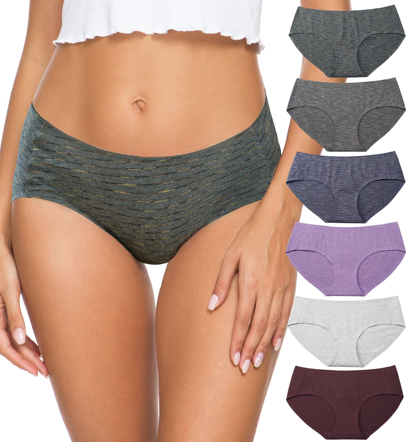 Altheanray Womens Underwear Cotton Underwear for Women Seamless Hipster Bikini Briefs Panties 6 Pack