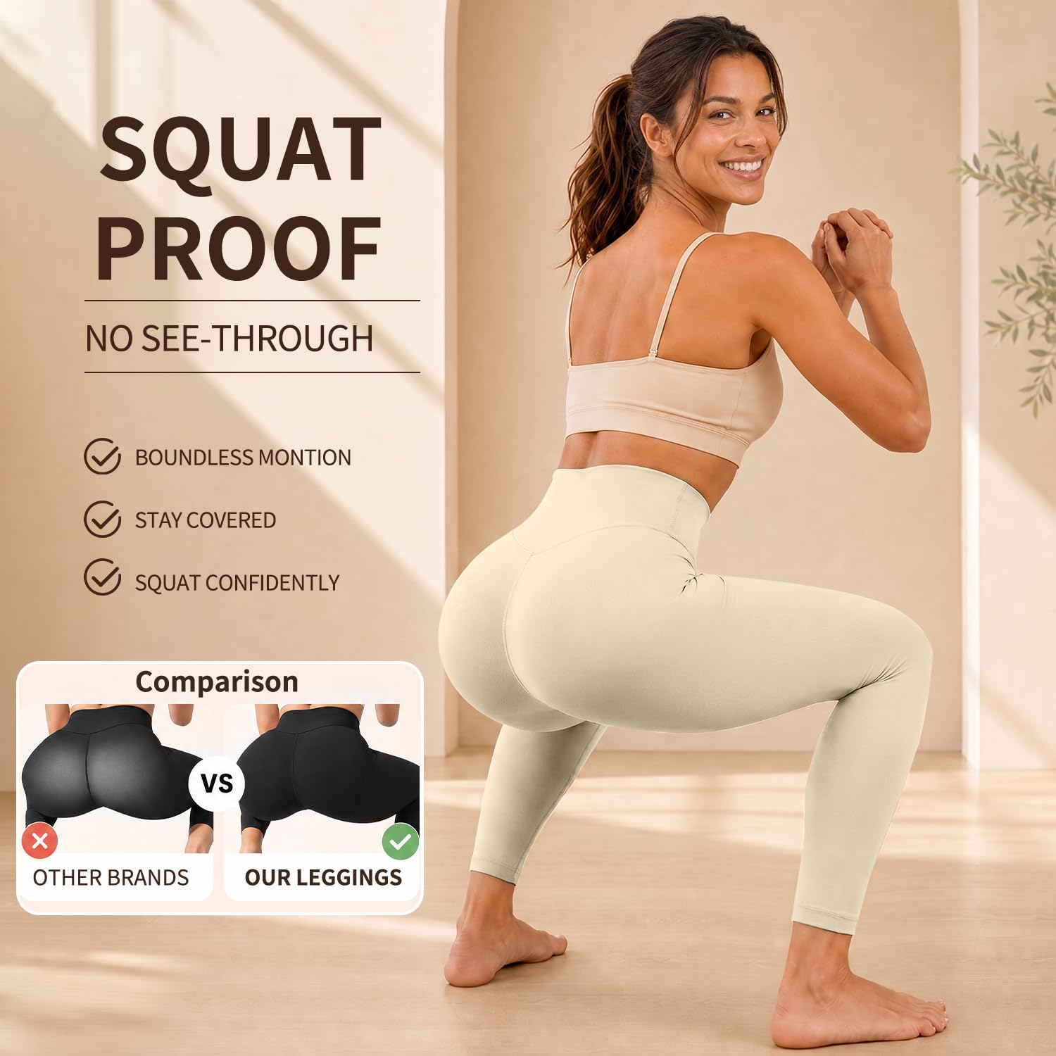 High Waisted Leggings for Women, Tummy Control Yoga Pants Non See Through Buttery Soft for Workout Athletic