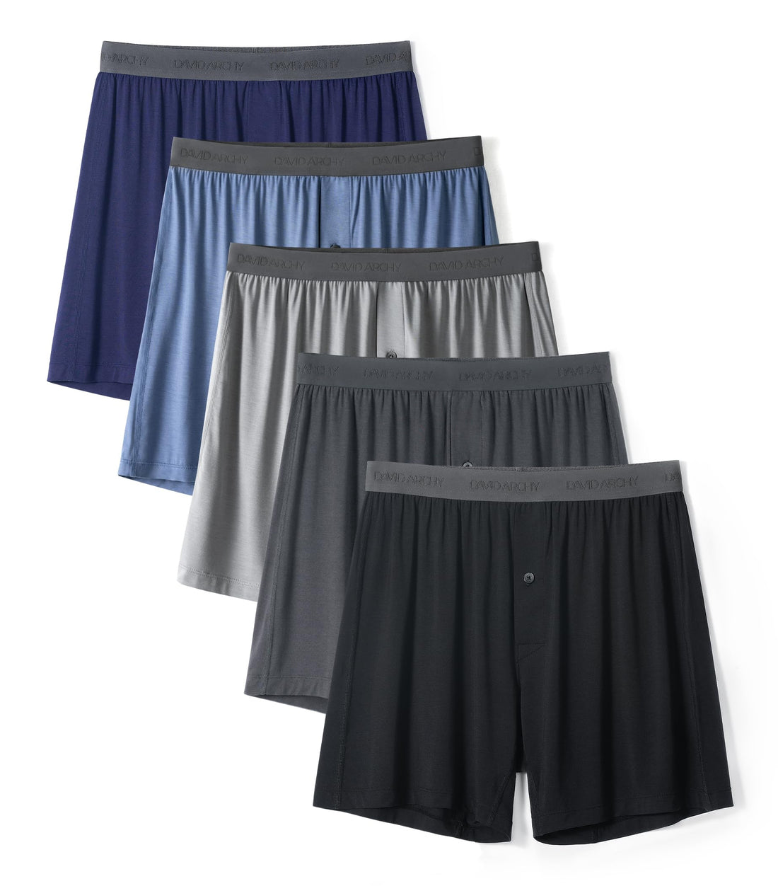DAVID ARCHY Men's Bamboo Rayon Boxers Breathable Cooling Mens Boxer Shorts with Button Fly Relaxed Fit Underwear 3/4/5 Pack