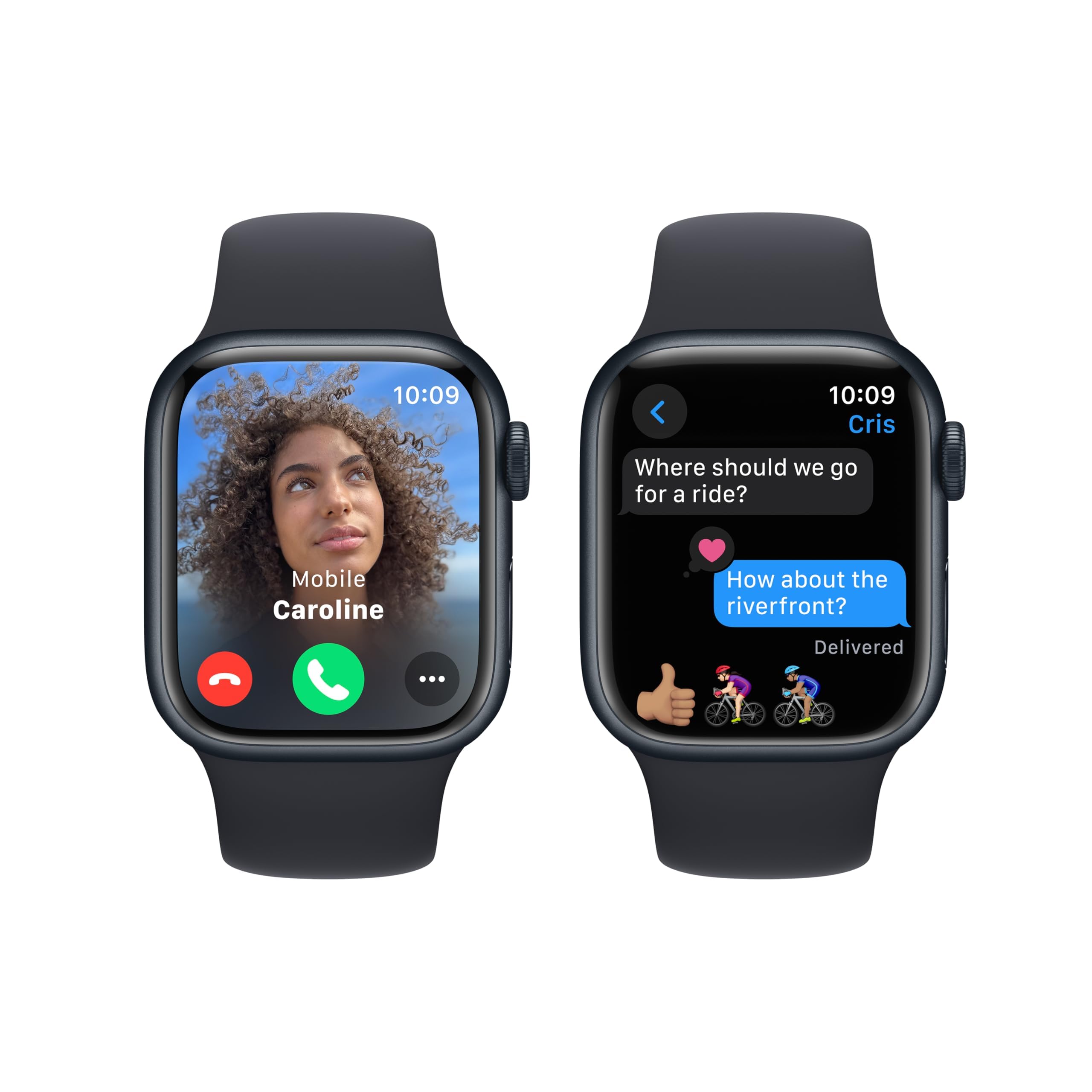 Apple Watch Series 9 [GPS 45mm] Midnight Aluminum Case with Midnight Sport Band M/L (Renewed)