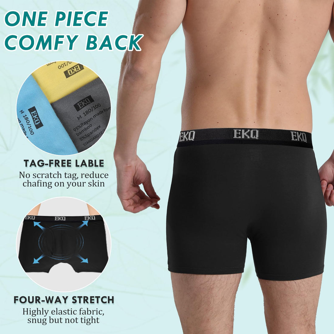 Mens Underwear Breathable Boxer Briefs 7 Pack Bamboo Rayon Boxers for Men Soft Stretchy Men's Underwear with Fly