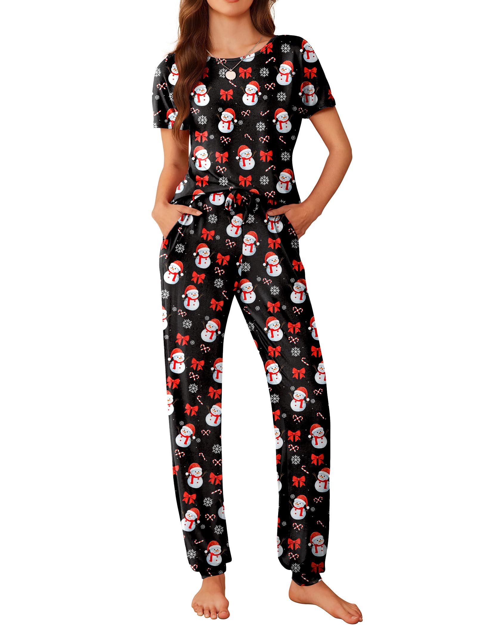 Ekouaer Pajamas for Womens Set Soft 2 Piece Loungewear with Jogger Pants