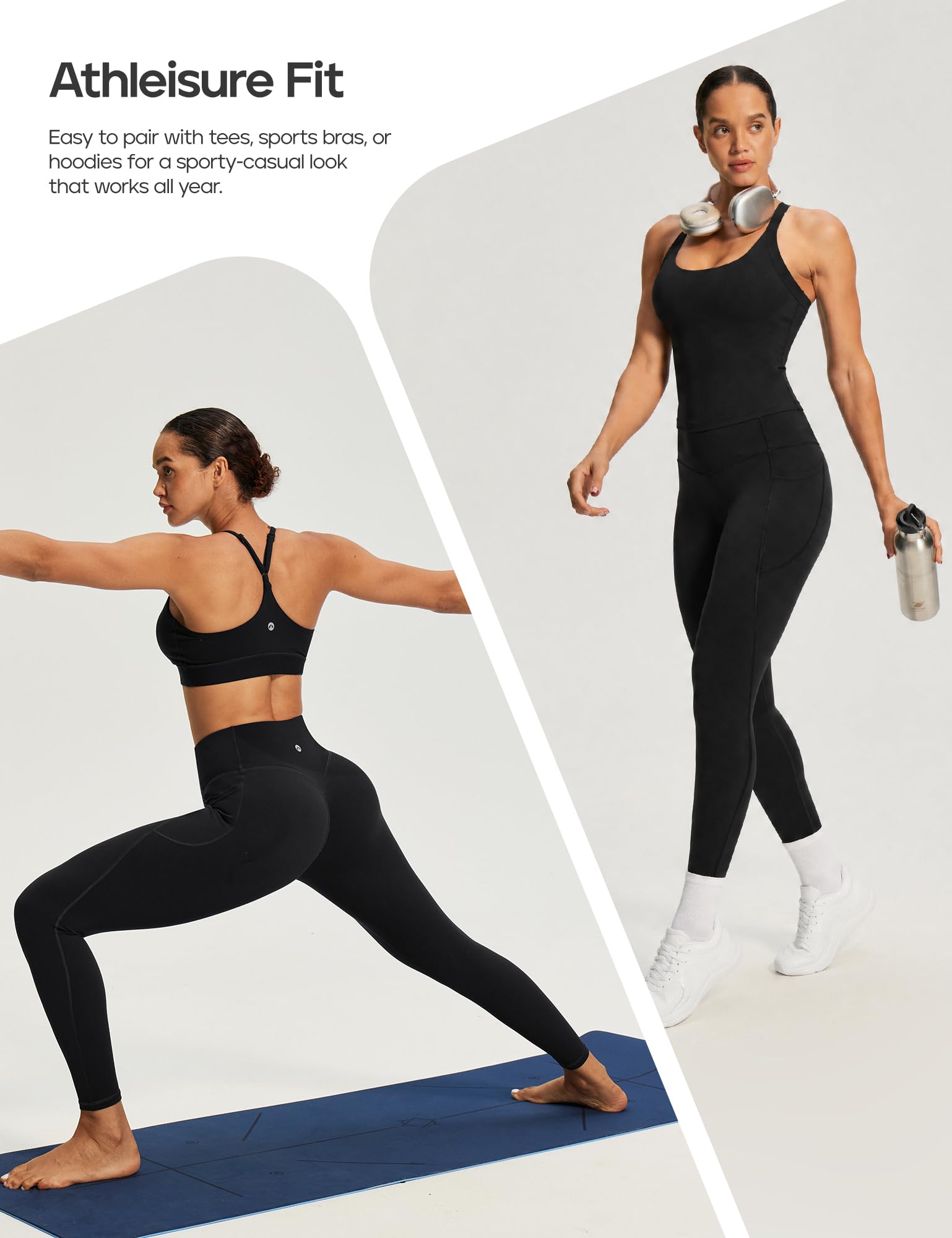 Heathyoga Scrunch Butt Lifting Leggings with Pockets for Women Yoga Pants | 2 Side Pockets, 25 Inches, Buttery Soft Fabric, Non See-through, No Front Seam, Mid Compression, Pilates Outfits, Workout