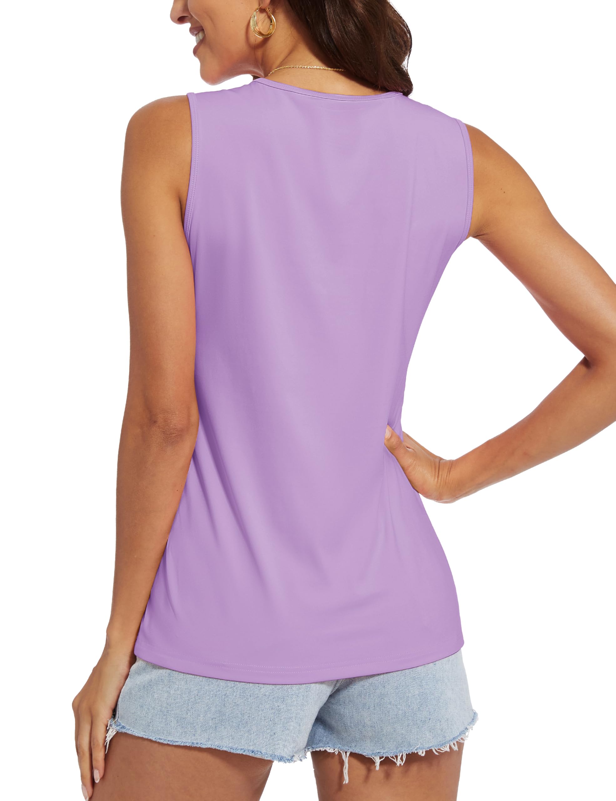MAGCOMSEN Women's Workout Tank Top Athletic Muscle Sleeveless Crew Neck Shirt UPF 80+ Moisture Wicking Gym Running