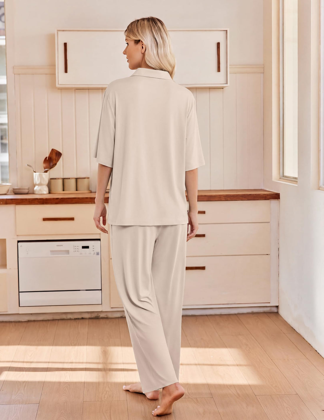 Ekouaer Pajamas for Women Set Button Up Short Sleeve Pjs with Long Pants