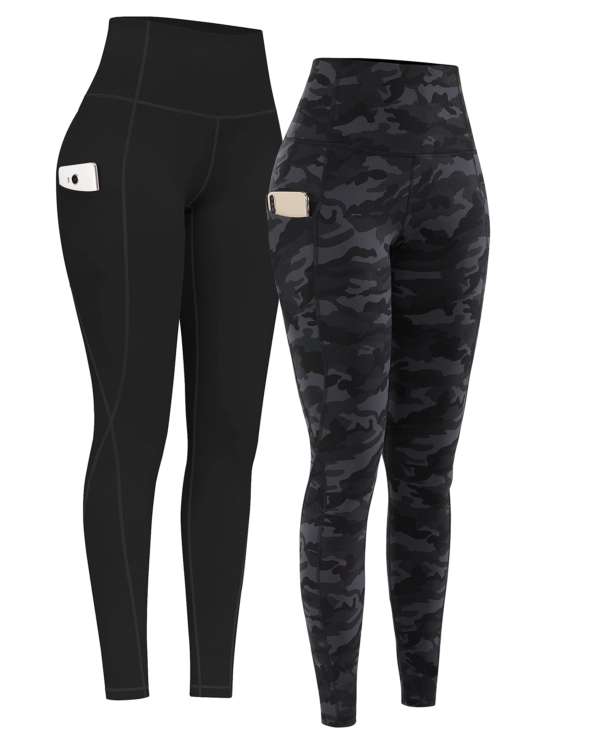 PHISOCKAT 2 Pack High Waist Yoga Pants with Pockets Tummy Control Leggings | Compression Leggings For Women,Non See-Through,4 Way Stretch,Breathable Fabric, Workout Leggings