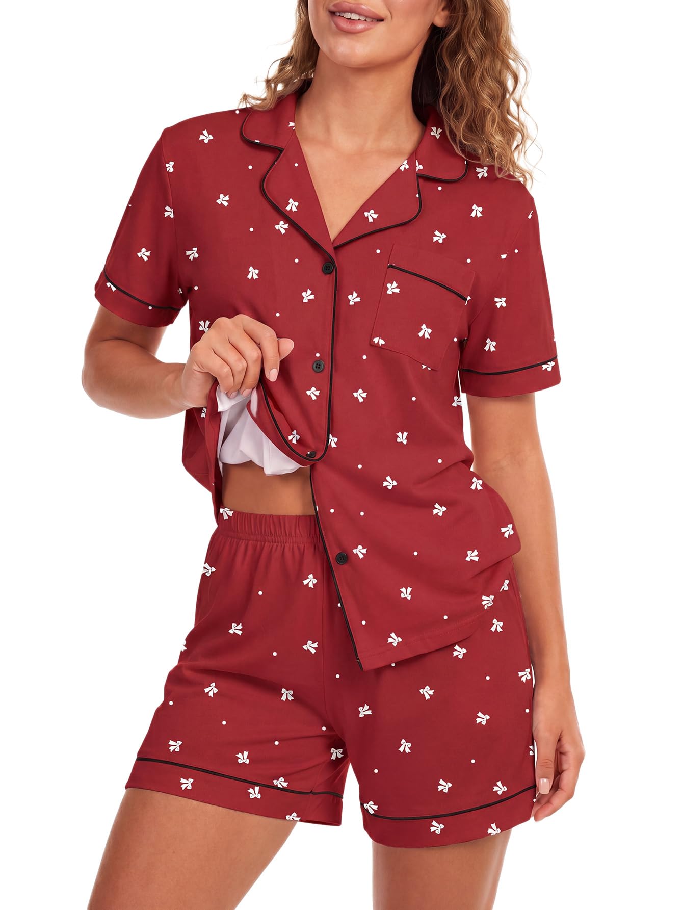 LYANER Women's Heart Print Pajamas Sets
