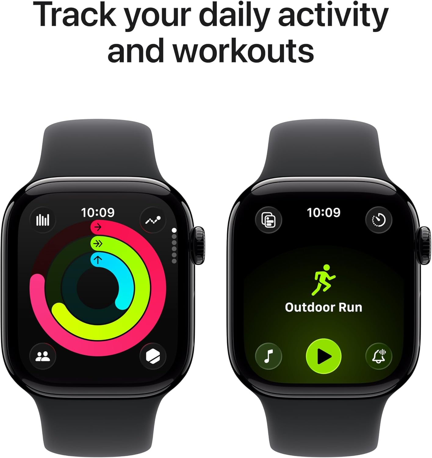 Apple Watch Series 11 [GPS 42mm] Smartwatch with Jet Black Aluminum Case with Sport Band - S/M. Sleep Score, Fitness Tracker, Health Monitoring, Always-On Display, Water Resistant (Renewed)