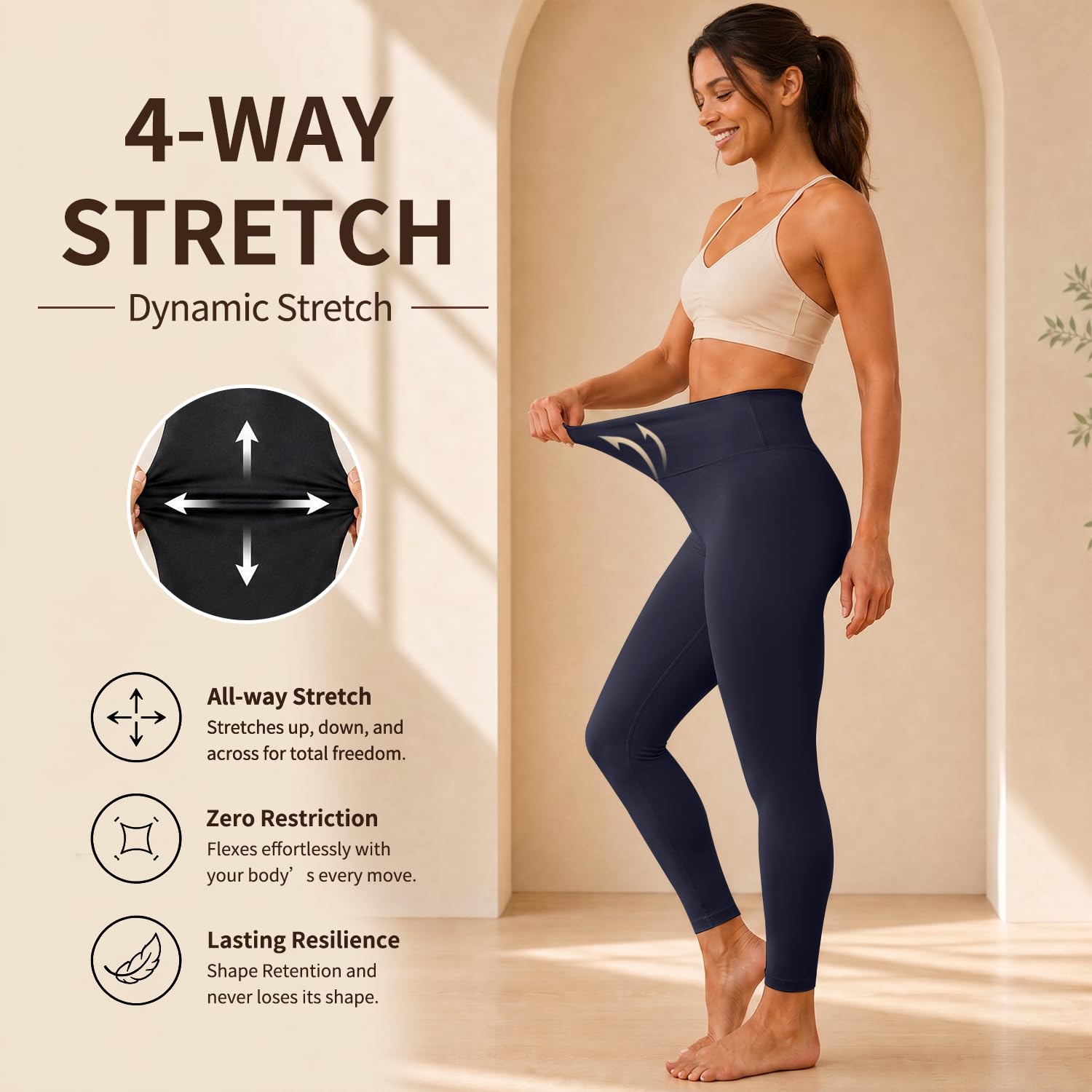 High Waisted Leggings for Women, Tummy Control Yoga Pants Non See Through Buttery Soft for Workout Athletic
