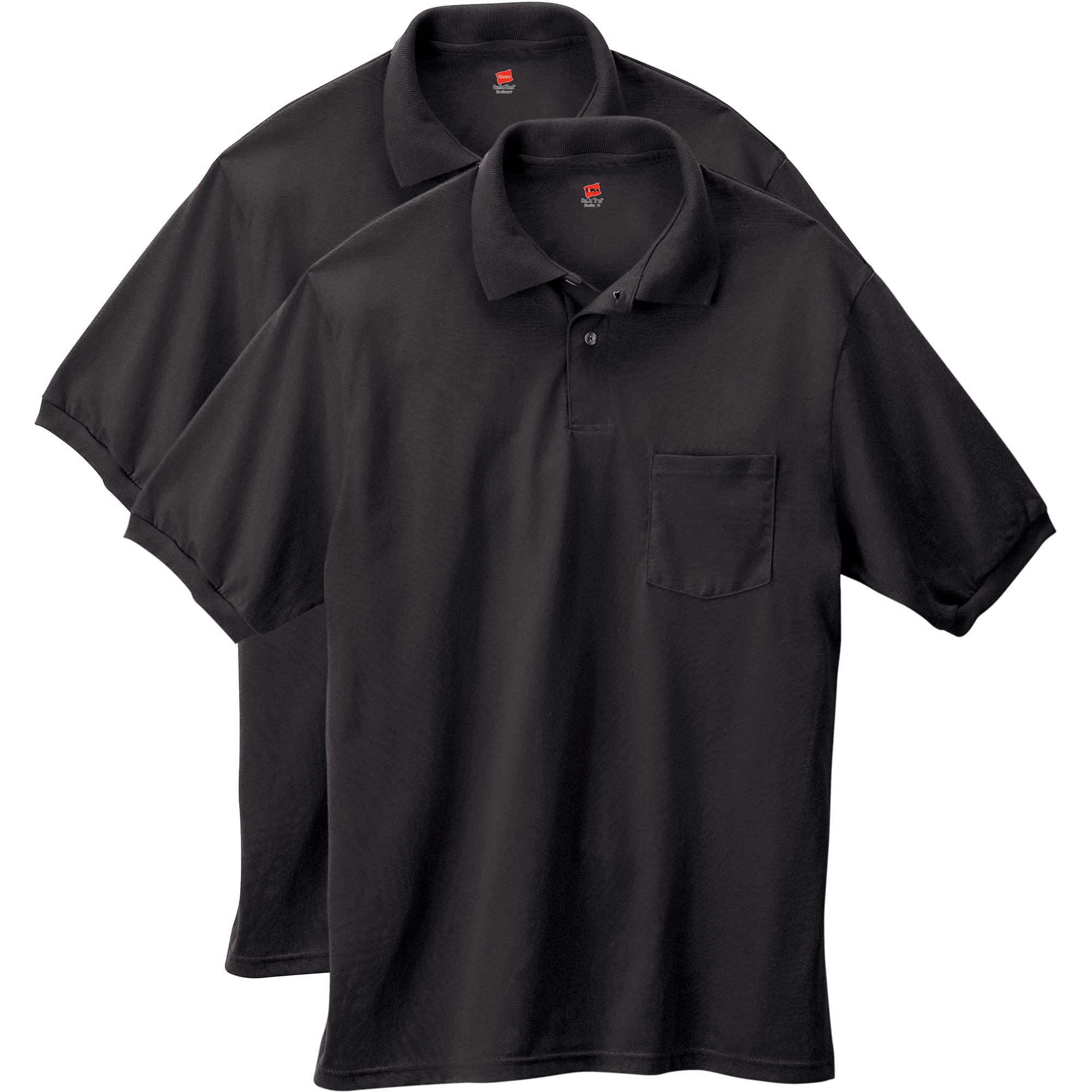 Hanes Men's Short Sleeve Jersey Pocket Polo (Pack of 2)