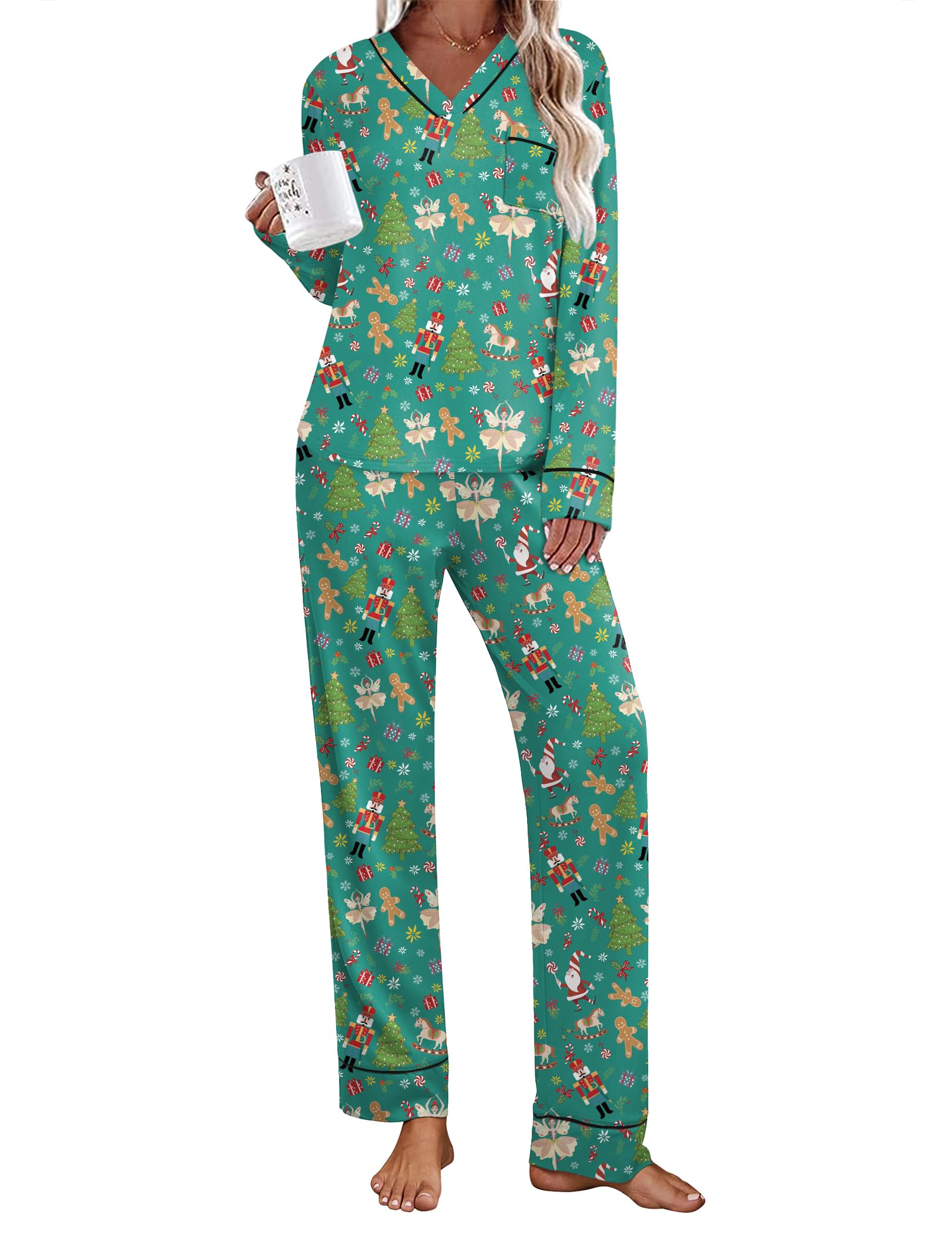 Ekouaer Womens Pajamas Sets 2 Piece PJs Long Sleeve Sleepwear Loungewear