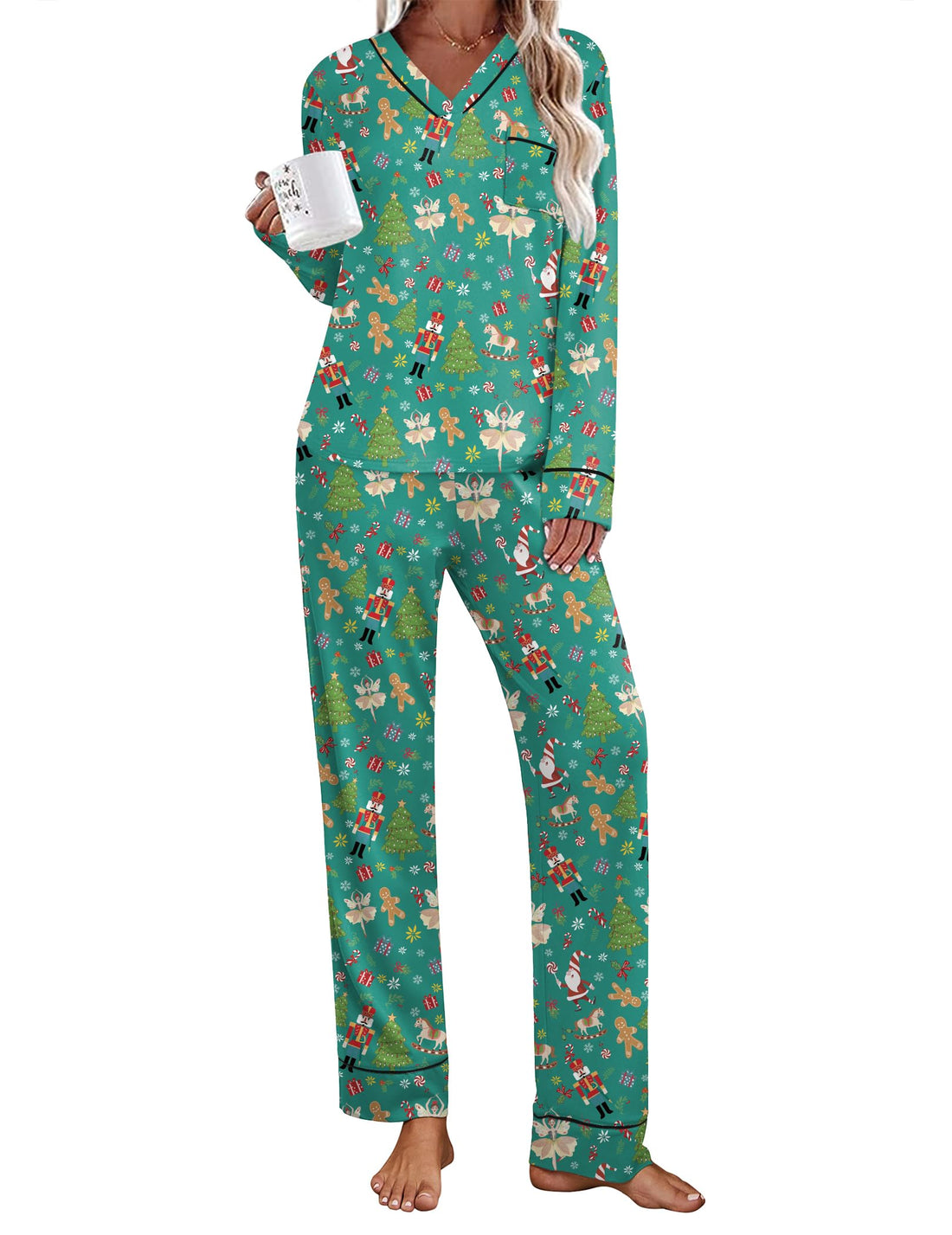 Ekouaer Womens Pajamas Sets 2 Piece PJs Long Sleeve Sleepwear Loungewear