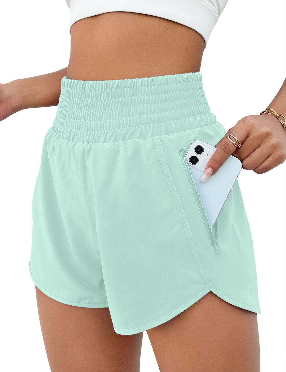 BMJL Women's Athletic Shorts High Waisted Running Short Pocket 2.5" Sporty Shorts Gym Workout Shorts