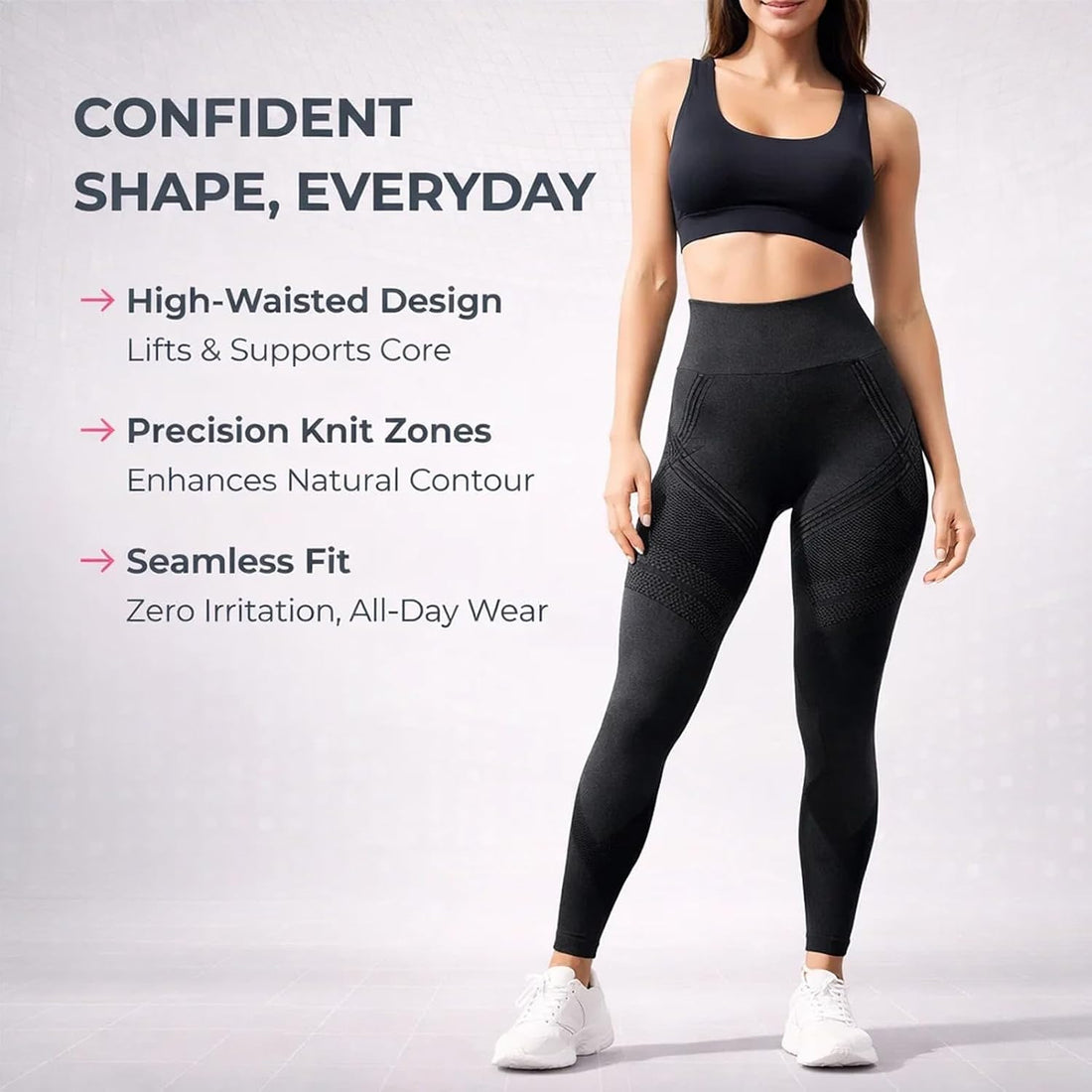 Women's High Waist Yoga Leggings with Built-in Resistance Bands, Tummy Control Seamless Workout Pants for Gym Running