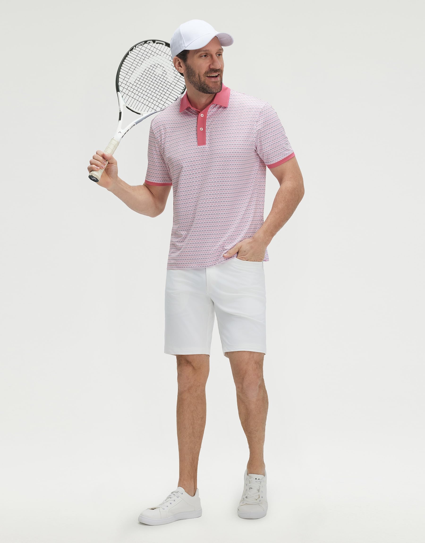 M MAELREG Golf Polo Shirts for Men Dry Fit Performance Lightweight Printing Contrast Collar Mens Golf Shirts Short Sleeve