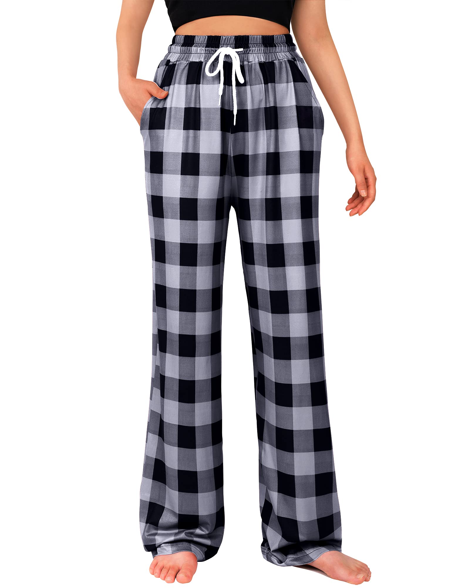 Womens Pajama Pants Plaid Stretch Comfy Lounge Pants Sleep Bottoms Y2K PJ