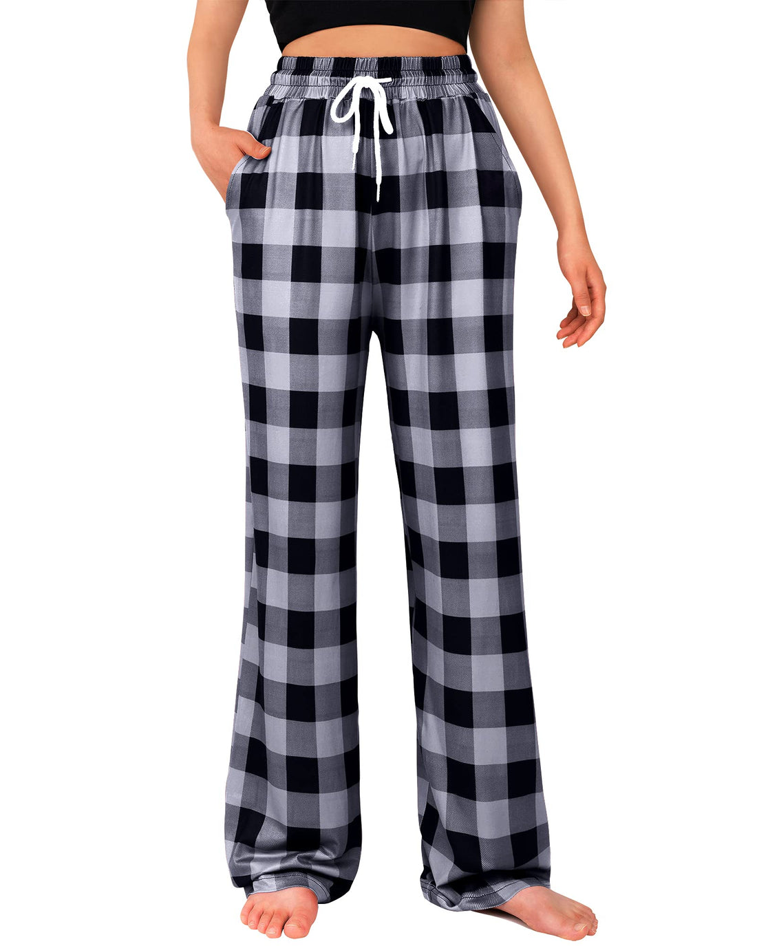 Womens Pajama Pants Plaid Stretch Comfy Lounge Pants Sleep Bottoms Y2K PJ