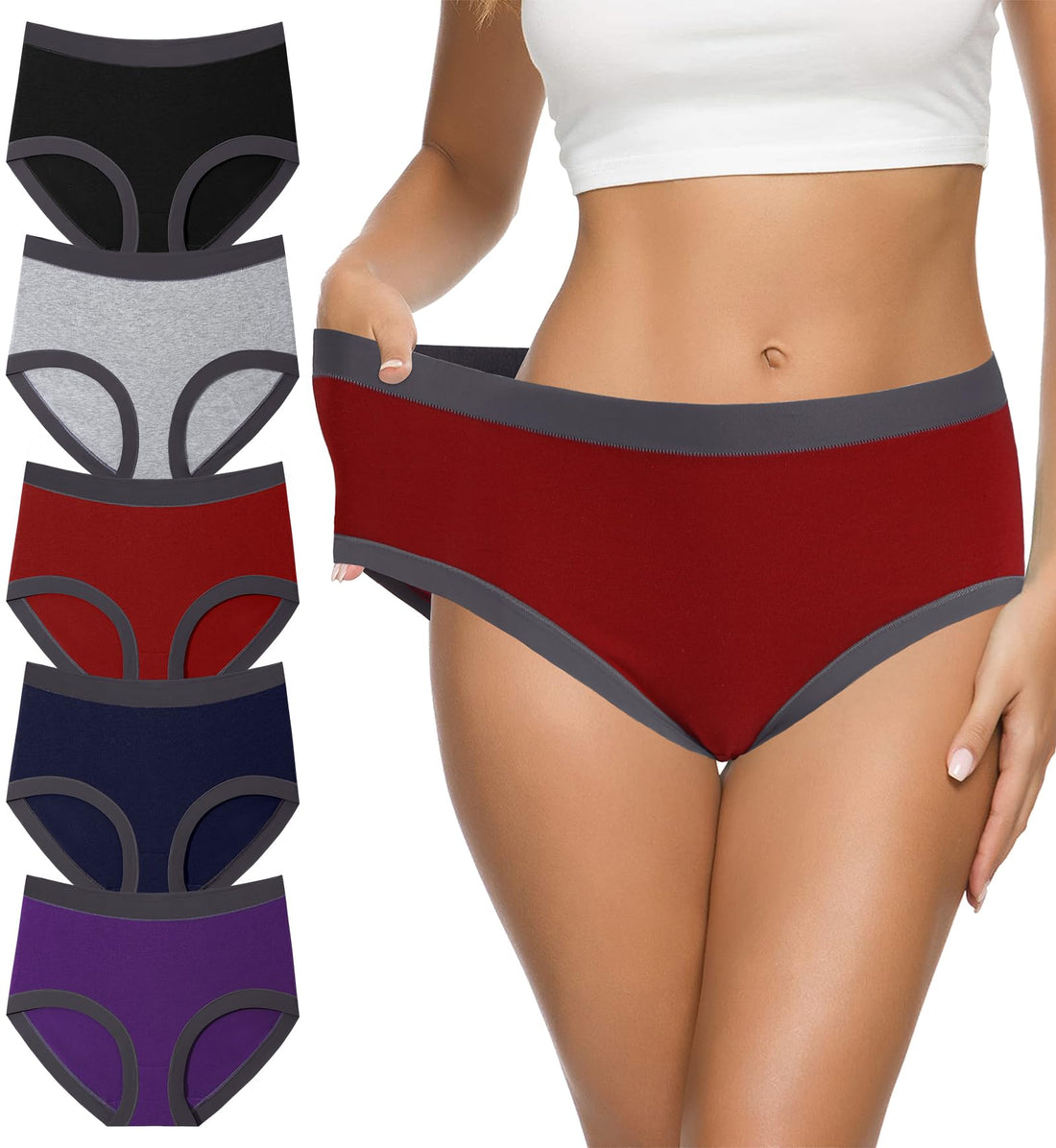 Eiggam Women's Cotton Bikini Panties,High-Cut Full Coverage Stretch Cool Underwear for Women