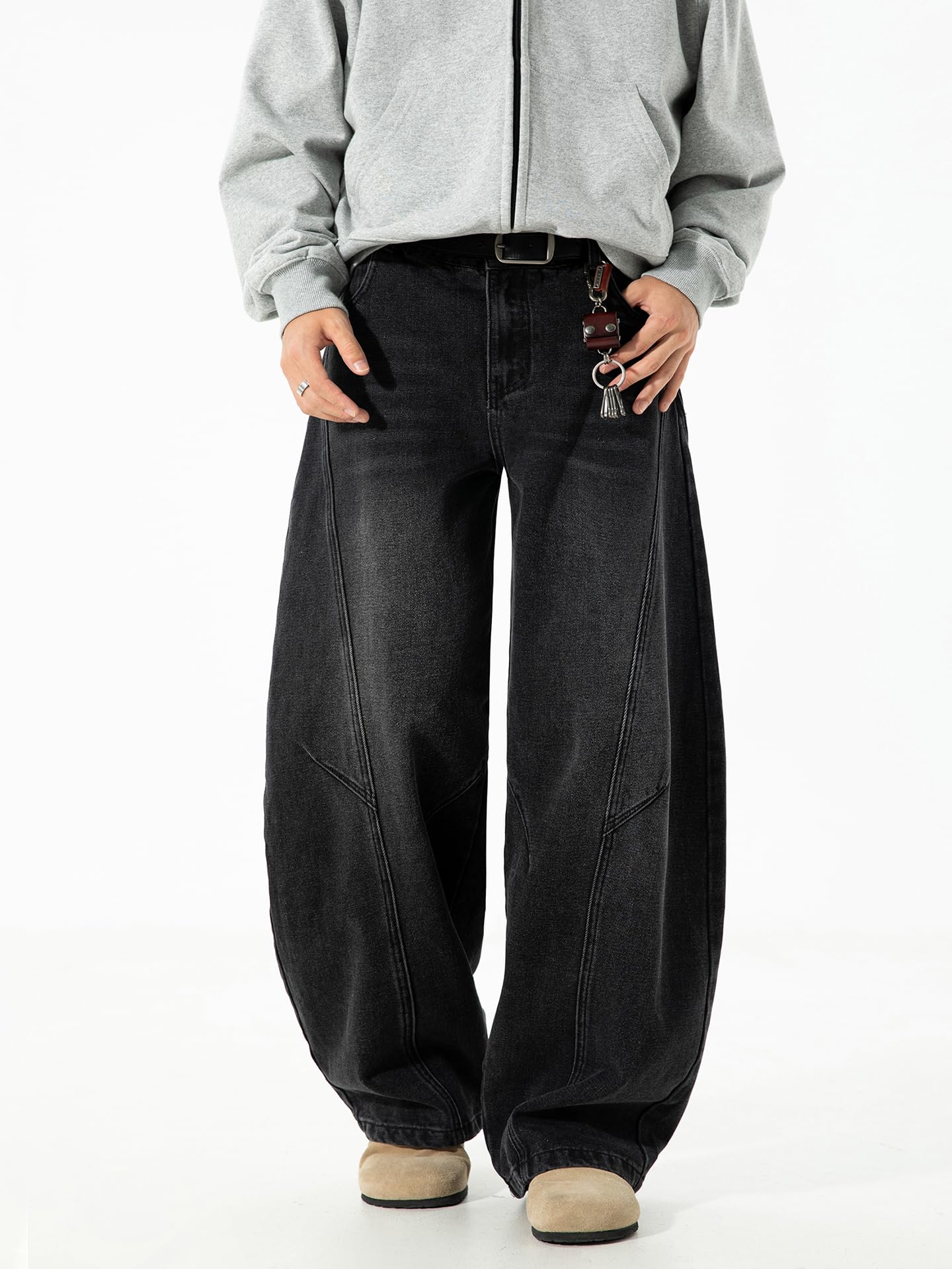 Baggy Hip Hop Jeans for Men Wide Leg Skater Denim Pants Casual Loose Fit Long Trousers
