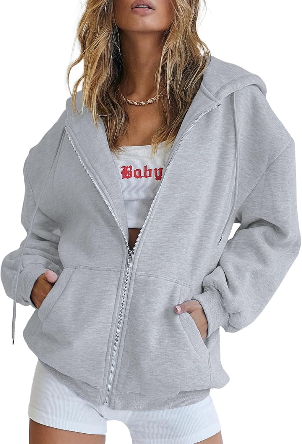 PRETTYGARDEN Women's Fall Zip Up Hoodies Sweatshirts | Comfy Fleece Lined, Long Sleeve Pockets, Drawstring Hooded, Loose Fit, Trendy Y2K, Track Jackets, Spring Winter Clothing