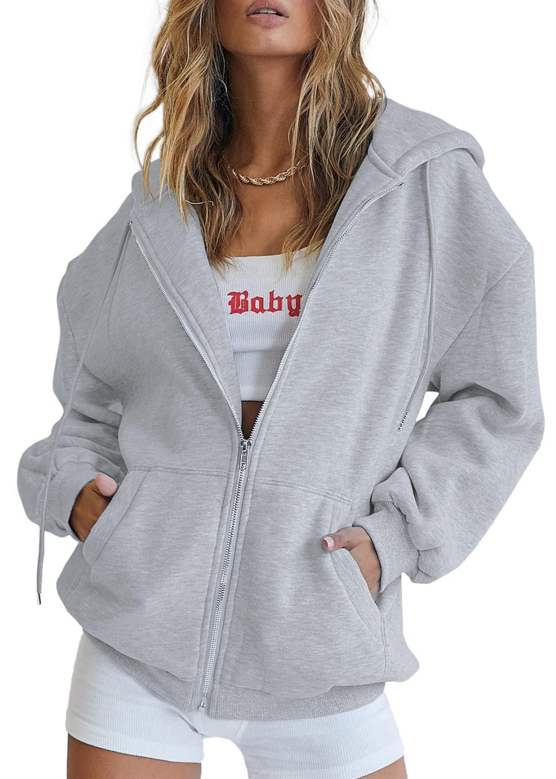 PRETTYGARDEN Women's Fall Zip Up Hoodies Sweatshirts | Comfy Fleece Lined, Long Sleeve Pockets, Drawstring Hooded, Loose Fit, Trendy Y2K, Track Jackets, Spring Winter Clothing