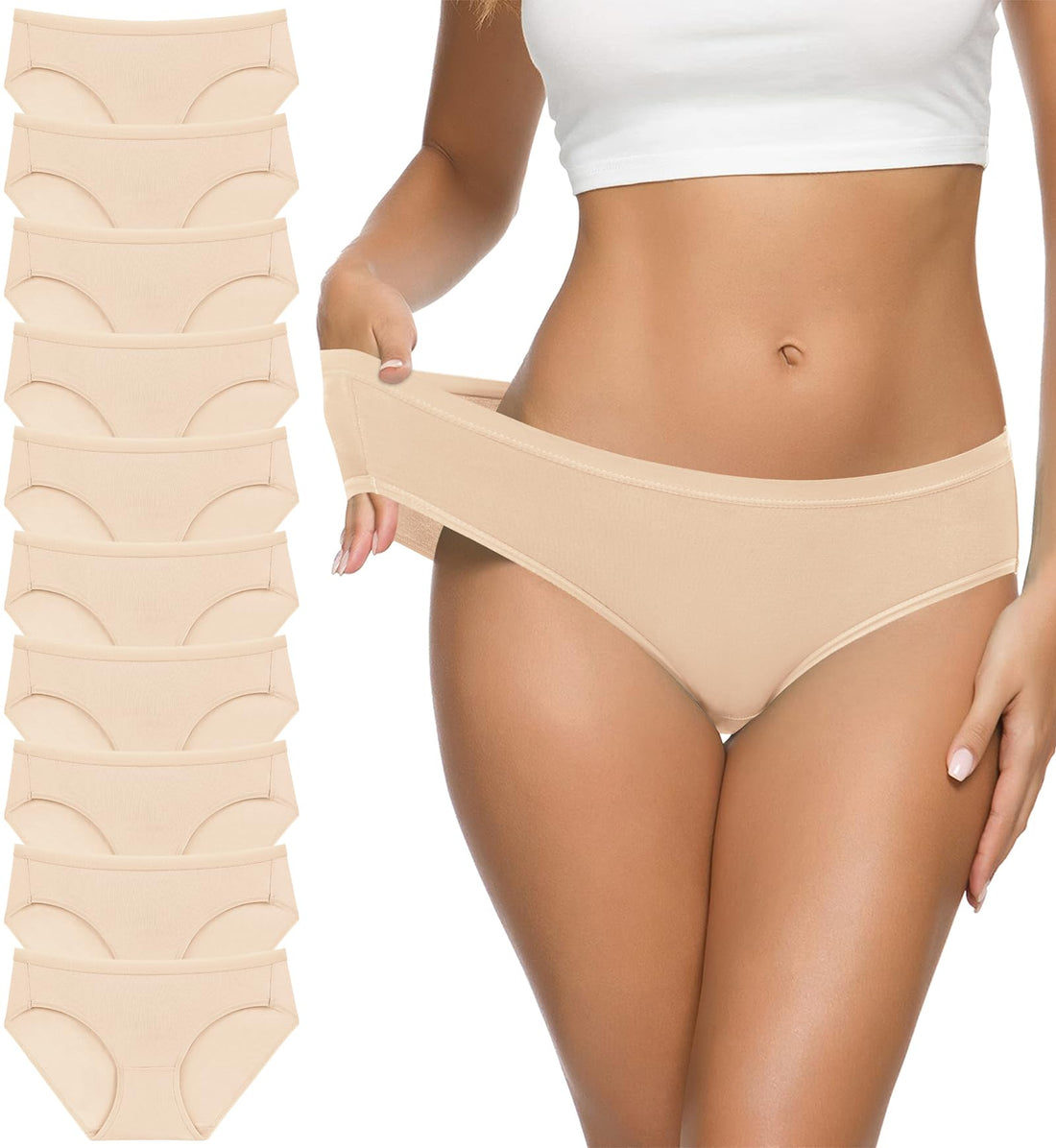 Eiggam Women's Cotton Bikini Panties,High-Cut Full Coverage Stretch Cool Underwear for Women