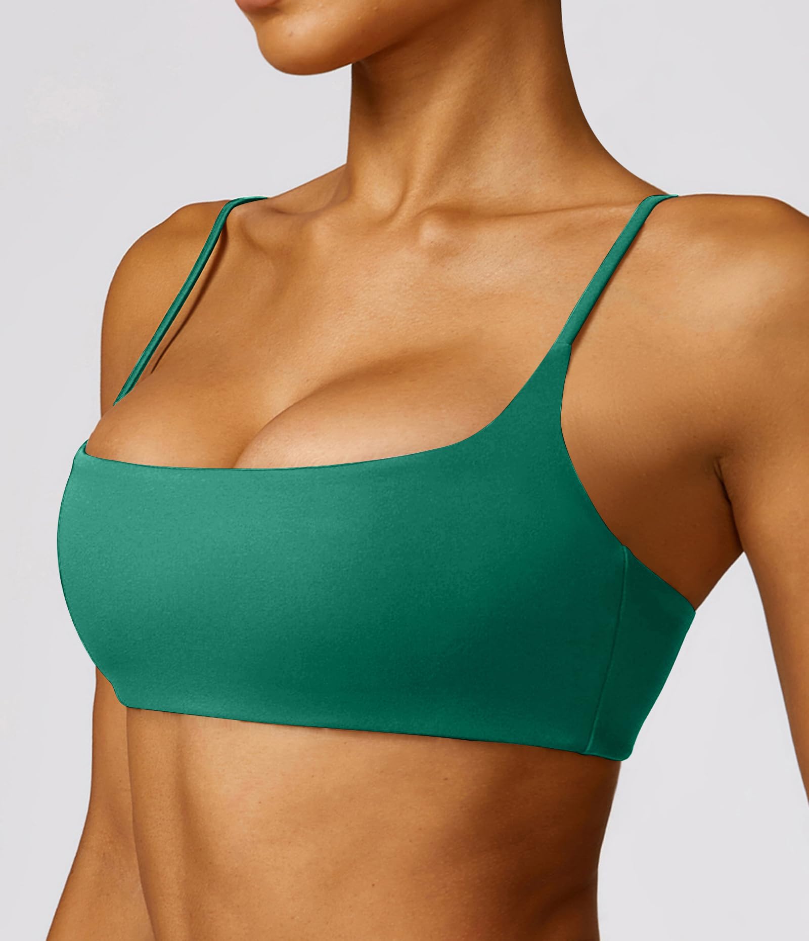 Comper Women's Sports Bra with Thin Straps Stretchy Wirefree Workout Bras Lightweight Workouts Bralette with Removable Pads